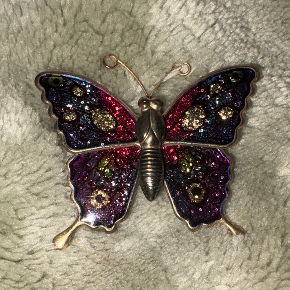 Colorful Vintage Enamel Butterfly Brooch